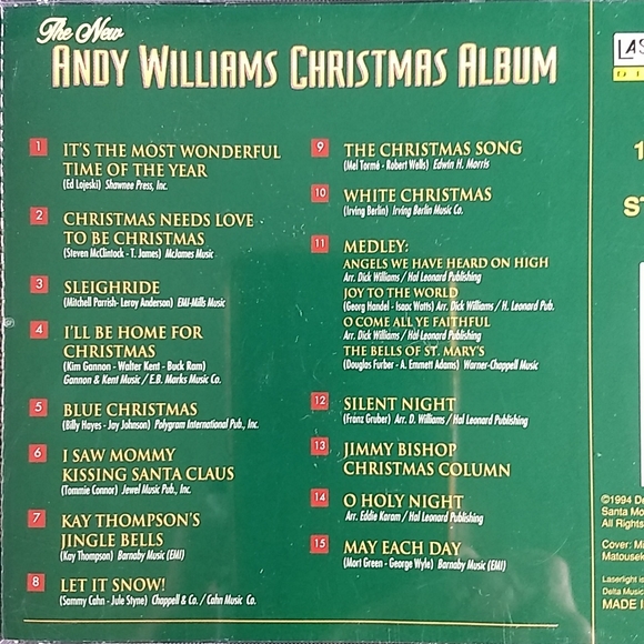 The New Andy Williams Christmas Album LIVE show on CD, 1994, Mint Condition - Picture 4 of 11